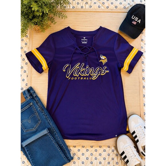 Fanatics Other - Fanatics Minnesota Vikings Lace Up Jersey Shirt Women’s Medium Purple NFL